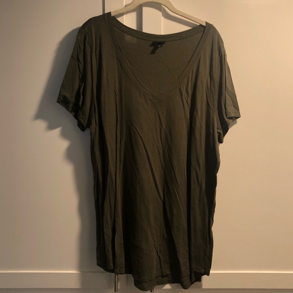 Olive green V-neck T-shirt from torrid